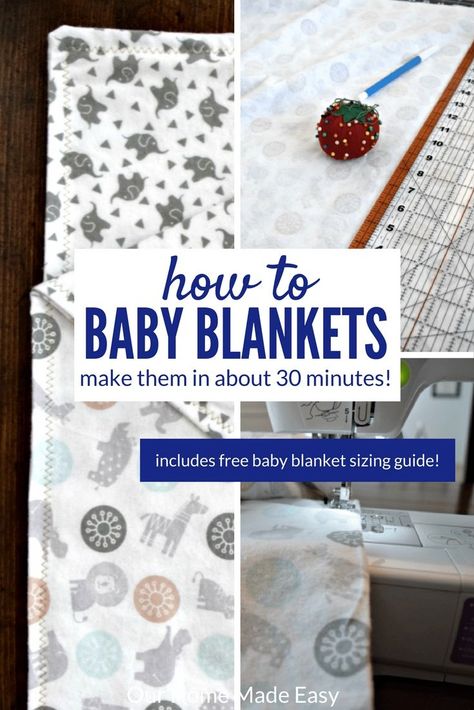 Have you ever wanted to make easy baby blankets? You can make them i less than 30 minutes! Find the perfect fabric, wash it, and begin sewing! Flannel Baby Blanket, Easy Baby Blanket, Sewing 101, Beginner Sewing Projects Easy, Sewing Projects For Kids, Leftover Fabric, Homemade Baby, Sewing Projects For Beginners, Sewing Gifts