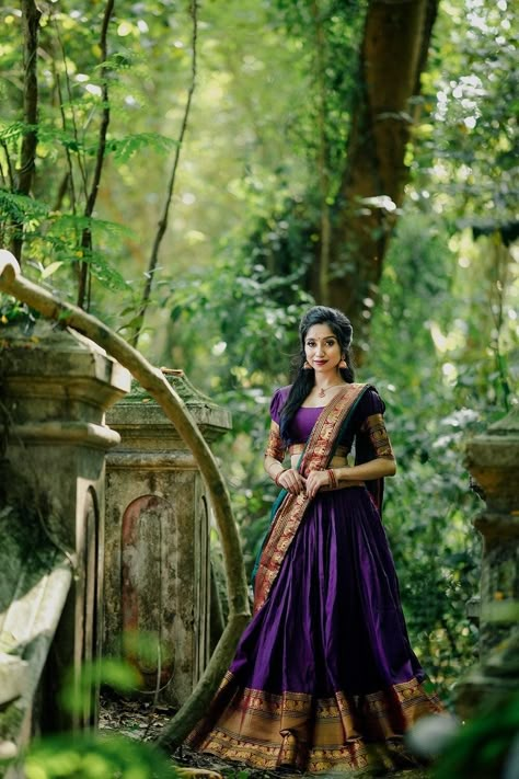 Purple Narayanpet Half Saree Lehenga Skart Kids Half saree For Teens Pavadai Half Saree Chennai Half Saree Function Ready Made Half Saree by Dikshacreationworks on Etsy Narayanpet Half Saree, Kerala Half Saree Designs, Kerala Half Saree, Dhavani Set, Pink Half Sarees, Silk Half Saree, Saree Function, Onam Outfits, Lehenga Bridesmaid