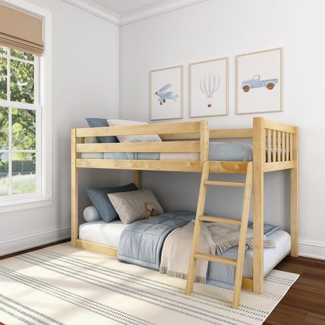 PRICES MAY VARY. Fundamental Twin Bunk: Our low bunk bed for kids features a simplified design with fewer headboards. The streamlined bottom bed makes for easy entry from all sides Crafted with Care: Made with solid wood and clean, non-toxic finishes, our sturdy bunk bed is designed with top-notch style and safety. Tall, 14-inch guardrails ensure maximum sleep security Sturdy & Stable: This kids twin bunk bed is capable of supporting up to 400 lbs. Bunk twin beds feature strong wood slats with a Bunk Bed Kids, Bed Kids, Modern Bed Frame, Wooden Slats, Modern Bed, Bunk Bed, Bed Frame, Solid Wood, Lily