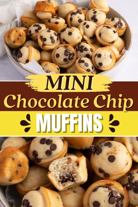 Homemade Mini Chocolate Chip Muffins, Moist Chocolate Chip Muffins, Mini Muffin Tin Recipes, Chocolate Chip Muffins Easy, Red Velvet Crinkle Cookies, Mini Muffin Recipe, Choc Chip Muffins, Mini Chocolate Chip Muffins, Tin Recipes