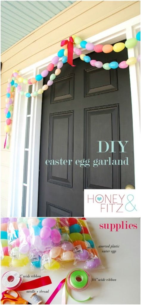 Easter Floral Centerpieces, Easter Tabletop Decor, Egg Garland, Easter Porch Decor, Easter Centerpieces Diy, Diy Osterschmuck, Easter Egg Garland, Easter Outdoor, Easter Wreath Diy