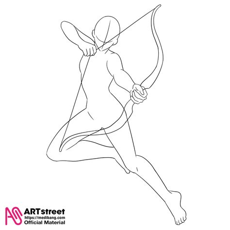 Drawing Poses Bow And Arrow, Person With Bow And Arrow Reference, Archery Poses Drawing, Art To Trace, Art Trace, Illustrations Art, Bow And Arrow, Drawing Templates, Art Street