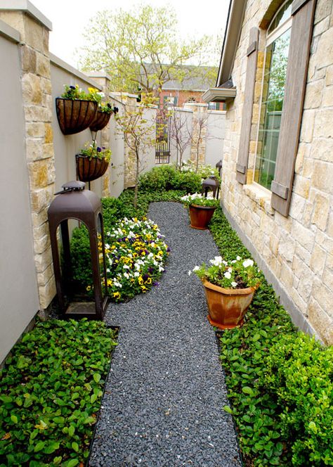 French Courtyard Gardens — Lanson B. Jones & Co. French Courtyard, Small Backyard Garden Design, Gravel Landscaping, Side Yard Landscaping, Gravel Garden, Small Backyard Gardens, Side Garden, Backyard Garden Design, Pergola Patio