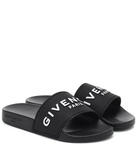 Givenchy Slides, Paris Flat, Givenchy Sandals, Givenchy Logo, Flat Logo, Givenchy Shoes, Black Slides, Givenchy Paris, Givenchy Women