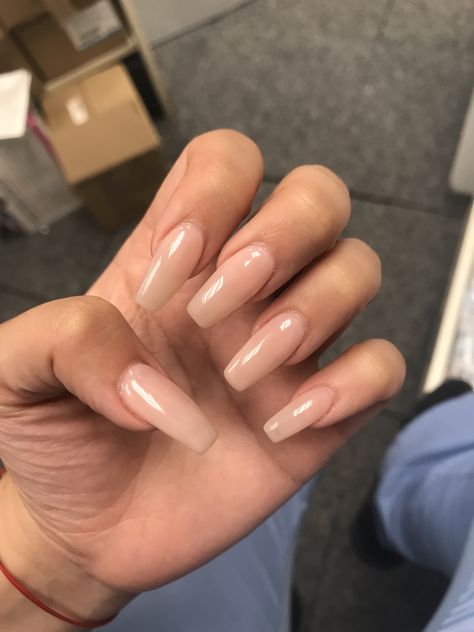 Acrylic Nails Light Colors, Neutral Nail Designs Coffin, Acrylic Nails Nude Colors, Put It In Neutral Nails, Nails Cream Color, Light Nude Nails, Coffin Shape Acrylic Nails, Acrylic Nails With Gel Polish, Shape Acrylic Nails