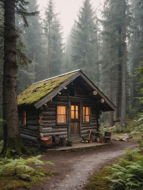 Spooky Cabin, Cabin In The Woods Aesthetic, Small Cabin In The Woods, Stylized Environment, Cottage In The Forest, House In The Forest, Dream House Aesthetic, A Cabin In The Woods, Wood Cabin