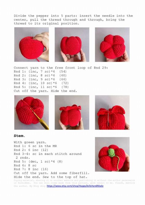 bell pepper gnome crochet pattern Pepper Crochet Pattern Free, Crochet Bell Pepper, Crochet Pepper, Fruit Crochet Pattern, Fruit Haken, Pepper Crochet, Gnome Crochet Pattern, Pumpkin Patterns, Crochet Bell