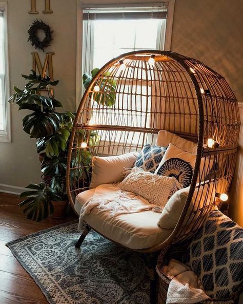 Cozy Room Decor, Aesthetic Rooms, Teen Bedroom Decor, Cozy Room, Room Inspiration Bedroom, Room Ideas Bedroom, Dream Rooms, Egg Chair, Aesthetic Bedroom