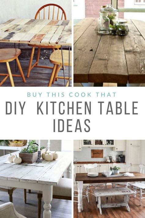 Confession: I have never purchased a new kitchen table. I've always had hand me downs. Now I'm ready to make our own. Here are my fave DIY Kitchen Table Ideas. #DIYKitchenTable #KitchenTable #farmhousetable Diy Kitchen Table Top, Kitchen Table Top Ideas, Table Top Ideas, Kitchen Table Ideas, Kitchen Table Top, Diy Kitchen Table, Kitchen Table Makeover, Small Kitchen Tables, Farmhouse Kitchen Tables