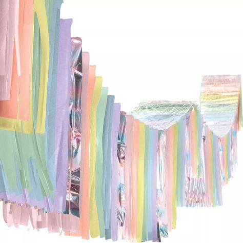 Multicolor Pastel Accordion Fringe Foil & Tissue Ceiling Decoration, 12ft Pastel Party Decorations, 2024 Ideas, Pastel Party, Pastel Paper, Hanging Garland, Ceiling Hanging, Paper Garland, Theme Party Decorations, Rainbow Birthday