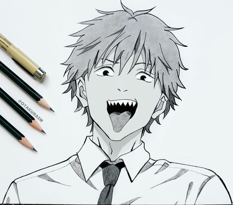 Denji Pencil Sketch, Denji Drawing Easy, Chainsawman Drawing Pencil, Manly Drawings, Denji Drawing Sketch, Anime Man Drawing Sketch, Best Anime Drawings Sketch, Chainsaw Man Manga Art, Drawing Anime For Beginners