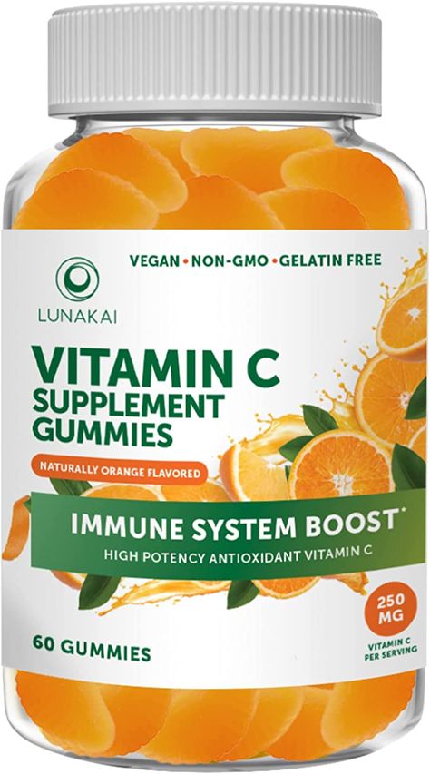 Lunakai Vitamin C Gummies for Adults and Kids - Organic VIT C Vegan Chewable Gummy Vitamins - 250 mg Adult, Children, Toddler Chews - 30 Day Supply Vitamin C Gummies, Elderberry Gummies, Multivitamin Supplements, Vegan Vitamins, Gummy Vitamins, Feminine Health, Vit C, Immune Support, Immune Health