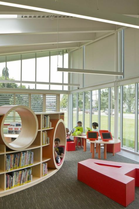 Classroom Architecture, Public Library Design, Library Seating, School Library Design, School Building Design, Children's Library, Library Architecture, School Interior, Library Furniture