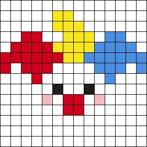 Cute Clown Pixel Art, Clown Pixel Art Grid, Clown Grid Pattern, Insane Clown Posse Perler Beads, Perler Bead Patterns Clown, Clown Kandi Pattern, Clown Alpha Pattern, Clown Perler Beads, Clown Bracelet