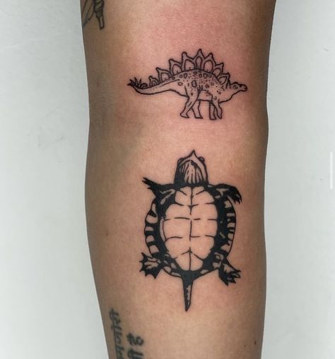 Upside Down Turtle Tattoo, Two Headed Turtle Tattoo, Elbow Side Tattoo, Filler Gap Tattoos, Fox Flash Tattoo, Hobo Johnson Tattoo, Forestcore Tattoo, Environmental Tattoo Ideas, Painted Turtle Tattoo