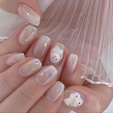 Korean Girl Makeup, Nail Noel, Snowman Nails, Santa Nails, Melted Snowman, Korean Nail Art, Asian Nails, Punk Nails, Anime Nails