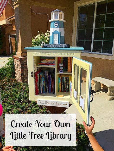 How to create your own Little Free Library to share and swap books. Diy Little Free Library, Yard Library, Little Library Ideas, Little Free Library Plans, Little Free Library Ideas, Free Library Ideas, Free Little Library, Street Library, Library Plan