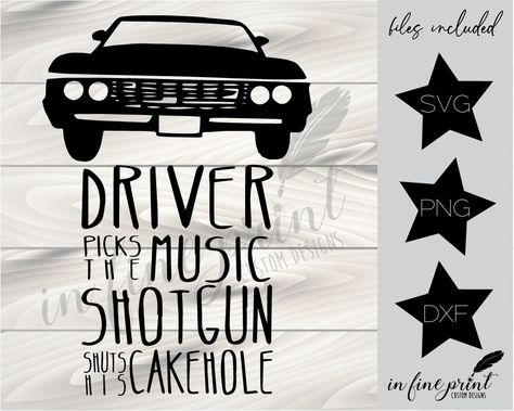 Supernatural Cricut Projects, Supernatural Svg, Funny Tv Quotes, Diy Vinyl Projects, Supernatural Shirt, Cricut Templates, Music Svg, Digital Data, Dope Quotes