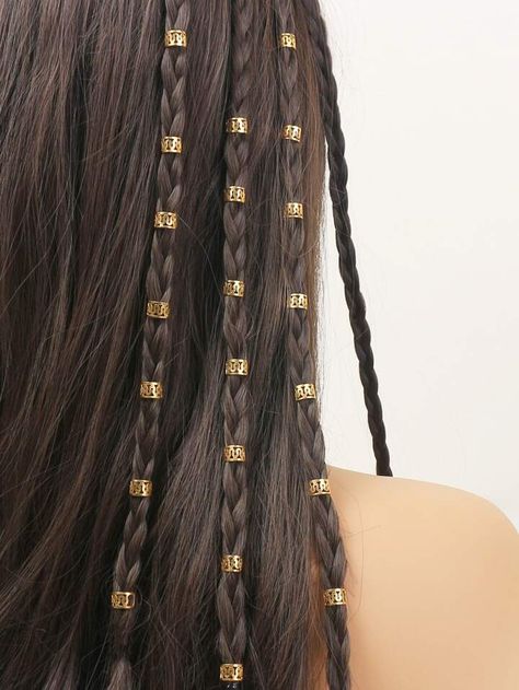 Invisible Braids, Hair Braid Beads, Hair Braid Rings, Festival Hair Accessories, Hair Charms, Hair Cuffs, Gold Hair Clips, Gold Hair Accessories, Braid In Hair Extensions