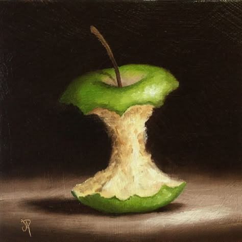 Green Apple Core, Original Oil Painting still life by Jane Palmer by JanePalmerArt on Etsy Famous Still Life Paintings, Oil Still Life, Oil Painting Videos, Simple Oil Painting, Apple Core, Oil Painting Still Life, Oil Painting Woman, Oil Painting For Beginners, Apple Painting