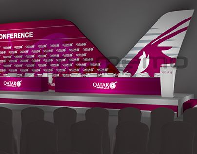 Qatar Airways A380 Launch - Press Conference Stage Press Conference Design Stage, Press Conference Design, Conference Stage, Stage Ideas, Best Airlines, Event Stage, Conference Design, Exhibition Booth, Qatar Airways