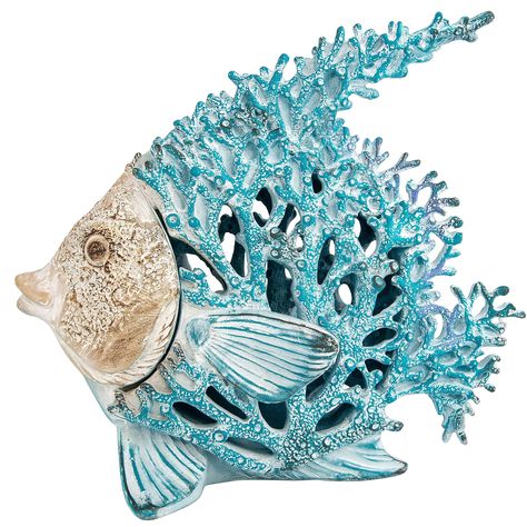 PRICES MAY VARY. COASTAL DECOR white coral look a fish with a unique look of a carved piece of coral sized to fit most anywhere measures 11 in x 10 in BEACH DECOR large white coral fish home accent sculpture has mesmerizing details that you will love displaying on a mantel, bookshelf, tabletop, and desk CORAL DECOR nautical beach home decor made of a coral look figurine but looks like it was carved out of a piece of coral measures 11 in x 10 in ANGELFISH makes a bold style accent all by itself o Beach Themed Room Decor, Coral Fish, Coral Decor, Boat Decor, Marine Theme, Sea Decor, Coastal Beach Decor, Underwater Creatures, Ocean Decor