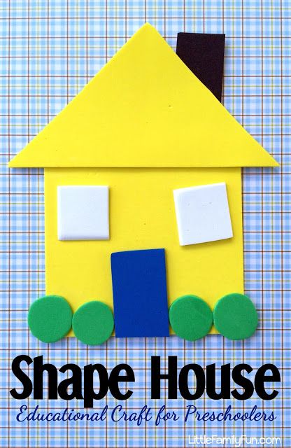 Fun and educational craft for preschoolers! Create a house out of shapes! Shape House, Preschool Family, Craft For Preschoolers, Preschool Projects, Shapes Preschool, Creative Curriculum, Family Theme, Shapes Activities, Daycare Crafts