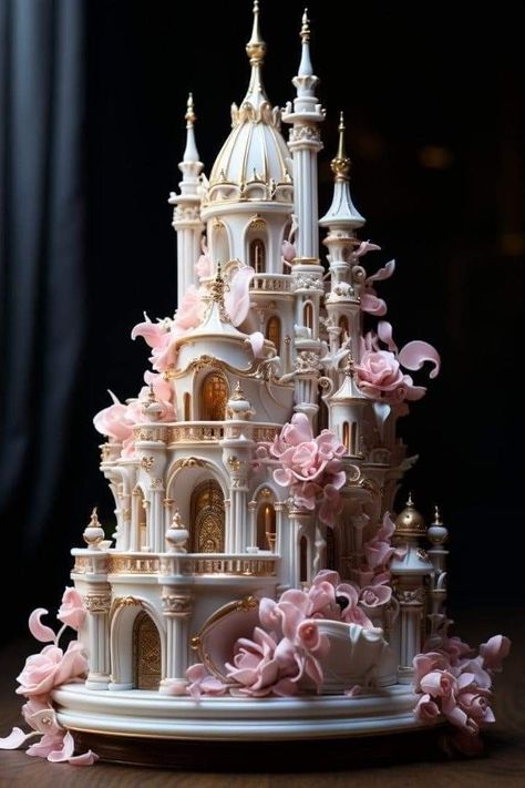 Doll Cake Tutorial, Castle Wedding Cake, Elegant Cake Design, Perfect Wedding Cake, Teapot Cake, Birthday Cake Decorating Ideas, Beautiful Cake Designs, Cool Cake Designs, Castle Cake