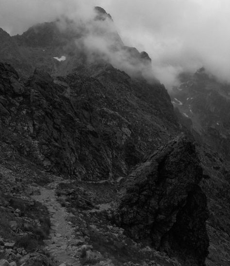 Creepy Mountain Aesthetic, The High Mountain Court Aesthetic, Stormy Mountain Aesthetic, Dark Academia Mountains, Wilderness Aesthetic Dark, Mountains At Night Aesthetic, Tundra Aesthetic Dark, Mountains Dark Aesthetic, Mountain Cave Aesthetic