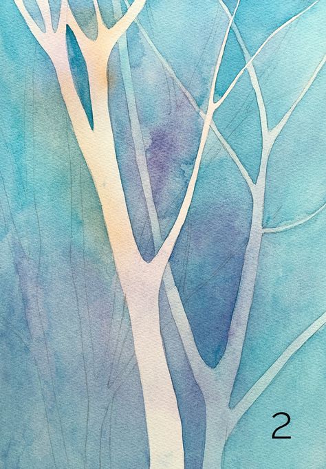 Watercolour Negative Painting Tutorial — Louise De Masi Watercolour Artist Diy Fabric Dye, Tree Trunk Painting, Negative Watercolor, Watercolor Negative Painting, Modern Watercolor Paintings, Negative Space Art, Space Watercolor, Negative Painting, Bookmark Design