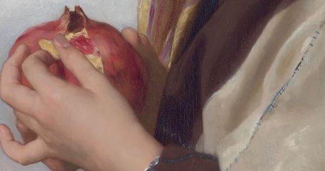 William-Adolphe-Bouguereau-Girl-with-a-pomegranate-1875-detail-6 Adolphe Bouguereau, Aesthetic Paintings, William Adolphe, Pomegranate Art, Painting Details, William Adolphe Bouguereau, Art Details, Fruit Flowers, Painting Inspo