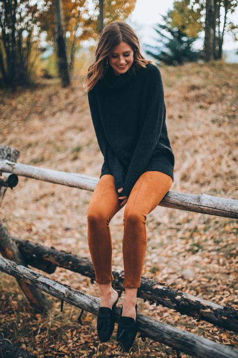 Suede Leggings - Wanderlust Out West Hiking Fashion Women, Hiking Vibes, Loafer Slides, Mountain Fashion, Family Photo Outfits Winter, Natural Kibbe, Wardrobe Change, Hiking Outfit Fall, Suede Leggings