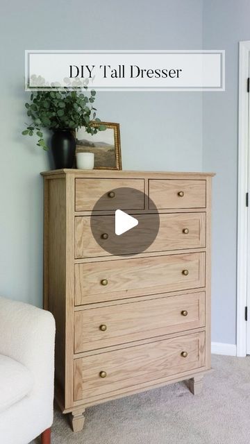 494K views · 27K likes | Zoe 🌿 DIY Furniture on Instagram: "This designer dresser dupe is officially in the books! Printable plans for this tall dresser are available in our shop so you build your own 🎉🎉 . . . . . #diydresser #diybedroom #diyfurniture #diywoodworking #woodworkingplans_diy #woodworkingprojectplans #diydrawers #plywoodfurniture #plywoodprojects #woodworkforall #woodworkingplans #potterybarndupe" Plywood Dresser, Tall Dresser Makeover, Diy Dresser Plans, Dresser Plans, Plywood Projects, Tall Chest Of Drawers, Dresser Design, Woodworking Project Plans, Diy Drawers