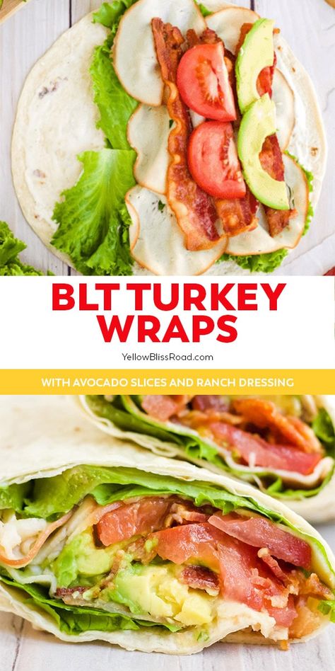 Turkey Bacon Lettuce Wraps, Turkey Wraps Healthy Lunches, Wraps Recipes Lunchmeat, Blt Wraps Healthy, Cold Wraps Recipes Lunch Ideas, Turkey Avacodo Wraps, Easy Lunch Prep Ideas For Work, Snack Wrap Ideas, Turkey And Ham Wraps