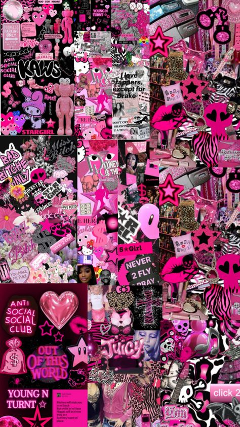 Y2k Pink Collage, Pink Courtroom, Random Collage, Y2k Collage, Black Collage, Pink Collage, Y2k Era, Wallpaper Ipad, Pink Y2k