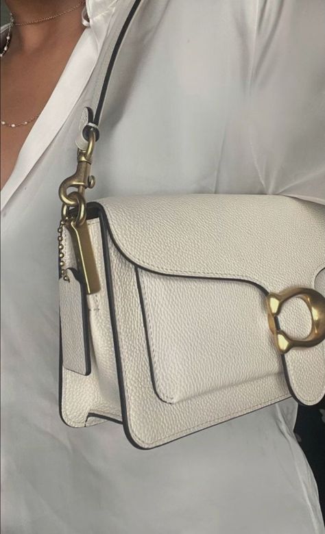 White Coach Bag Coach White Tabby, Tabby Shoulder Bag 26 Outfit, Coach Tabby 26 Outfit White, Coach Tabby White, Coach Tabby 26 Outfit, Coach Tabby Outfit, Coach White Bag, Coach Tabby Bag, Coach Aesthetic