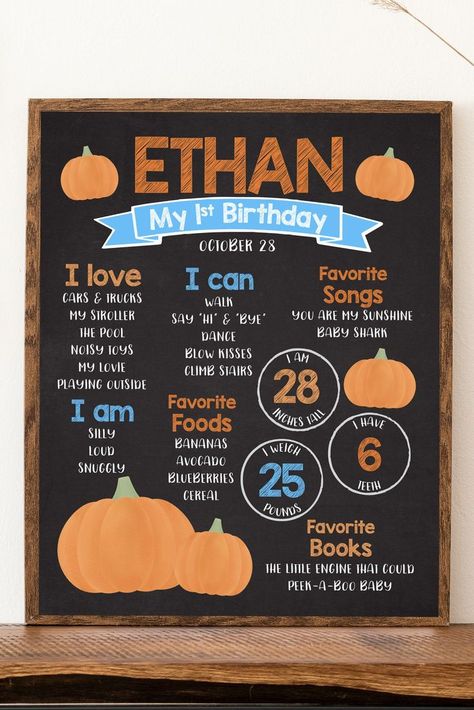 First Birthday Pumpkin Theme Boy, 1st Birthday Pumpkin Theme Boy, Pumpkin Birthday Party Boy, Fall 1st Birthday Boy, Fall First Birthday Boy, Pumpkin First Birthday Boy, Pumpkin Themed First Birthday, Farm 1st Birthday Party, Party Chalkboard Sign