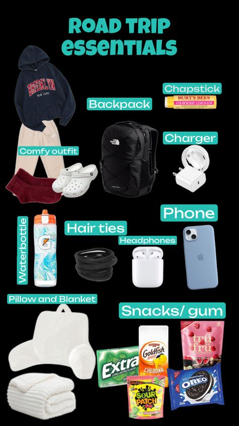 All of the things you need for the coziest and best road trip. Trip Essentials, Road Trip Essentials, Road Trip Fun, Strawberry Lemonade, Comfy Outfits, Oreo, Lemonade, The Things, Road Trip