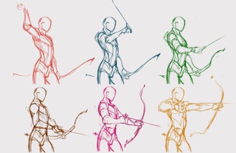 Betrayed Face Reference Drawing, Dynamic Action Poses Reference Drawing, Poses With Swords Reference, Dynamic Poses Sketch, Swordfighting Reference, Archery Poses, Arrow Drawing, Couple Drawing, Different Poses