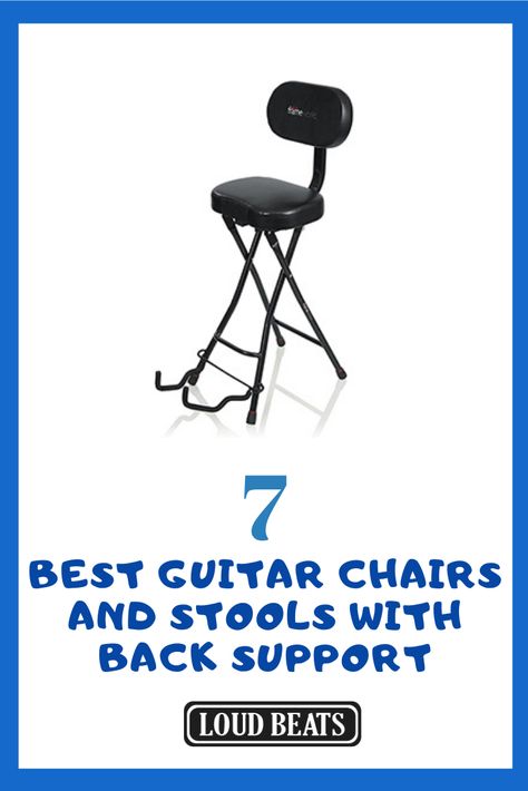 Guitarists who do long gigs teach classes for long hours or even suffer from straining issues should choose a guitar stool or chair with back support. Given below are some of the best guitar stools and chairs with back support. #guitar #chairs #stools #music Guitar Chair Music Rooms, Guitar Room Decor, Guitar Chair, Guitar Stool, Music Room Ideas, Guitar Room, Studio Chairs, Music Room Decor, Best Guitar