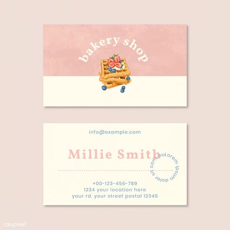 Hand drawn bakery name card template vector | free image by rawpixel.com / Aew Aesthetic Bakery Shop, Aesthetic Bakery, Bakery Names, Shop Business Card, Business Card Design Black, Bakery Business Cards, Pink Business Card, Business Card Texture, Business Card Pattern