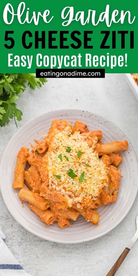 Olive Garden Ziti Copycat, Baked Ziti Olive Garden, Olive Garden Rigatoni Recipe, Baked Ziti Olive Garden Recipe, Olive Garden Pasta Sauce, Cheese Ziti Recipes, Olive Garden Ziti, Pasta Recipes Olive Garden, 3 Cheese Ziti