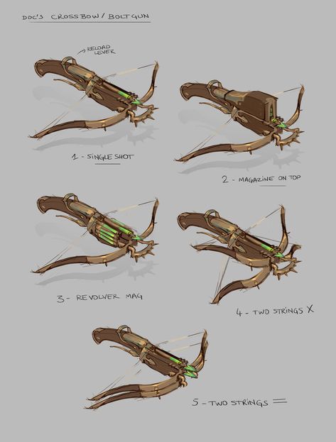 ArtStation - Toxic crossbow, Alexandre Coadou Crossbow Character Design, Crossbow Concept Art, Crossbow Drawing, Hand Crossbow, Dnd Druid, Steampunk Character, Crossbow Bolts, Perspective Drawing Architecture, Props Concept