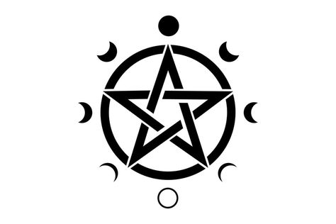 Pentacle Tattoo, Pentacle Art, Pentagram Tattoo, Hipster Tattoo, Moon Phases Tattoo, Moon Pentacle, Two Moons, Goddess Symbols, Circle Tattoos