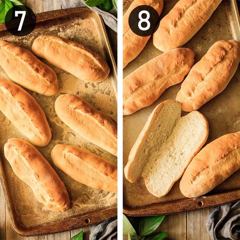 Hoagie rolls are a soft white bread with a crispy crust. This recipe is easy, and makes amazing rolls that are perfect for Italian sandwiches! Italian Hoagie Roll Recipe, Italian Bread Rolls, Hoagie Rolls Recipe, Hoagie Roll Recipe, Soft White Bread, Italian Sandwiches, Naan Bread Pizza, Italian Hoagie, Savory Bread Recipe