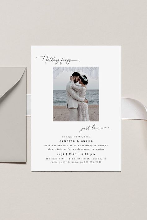 Elopement Invite, Minimalist Elopement, Elopement Decor, Elopement Celebration, Classic Wedding Details, Nothing Fancy Just Love, Elopement Invitation, Blush Bridal Showers, Elopement Reception