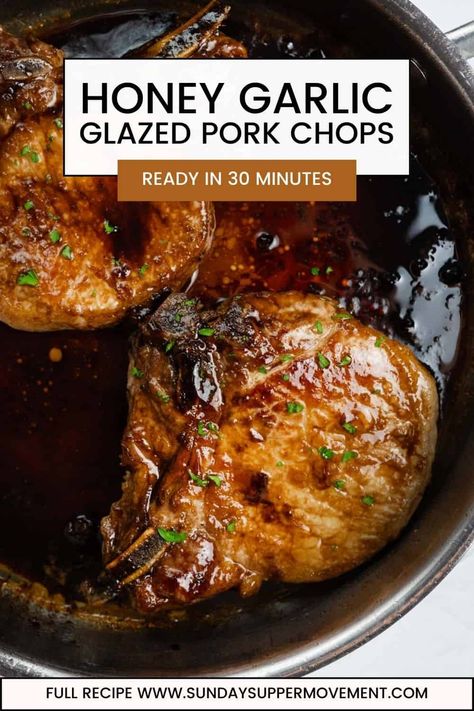 Honey Glazed Pork Chops Pork Chops Balsamic Glaze, Garlic Honey Pork Chops, Glaze For Pork Chops, Stove Top Pork Chops, Honey Glazed Pork Chops, Glazed Pork Chops Recipes, Honey Pork Chops, Garlic Pork Chops, Garlic Pork