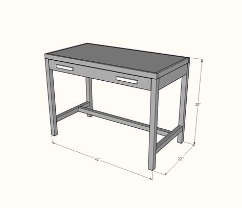 Diy Simple Desk, Desk For Girls Room, Kids Writing Desk, Drawer Diy, Simple Writing Desk, Diy Corner Desk, Diy Desk Plans, Desk With Drawer, Girl Desk