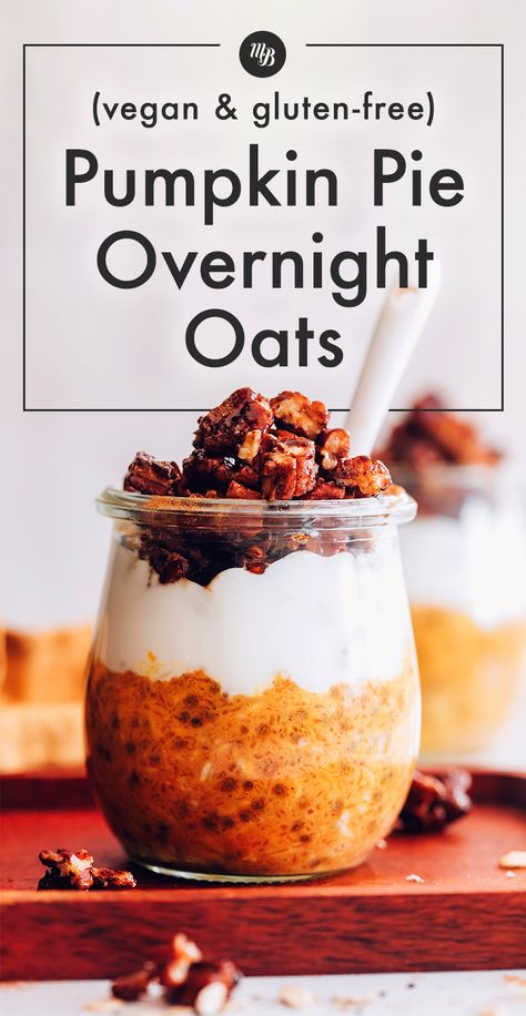 Overnight Oats Crockpot, September Recipes, Overnight Oats Vegan, Pumpkin Pie Overnight Oats, Pumpkin Overnight Oats, Gluten Free Pumpkin Pie, Vegan Overnight Oats, Pumpkin Cranberry, Minimalist Baker