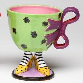 4.75 inch Green Leopard Print Cup With Purple Bow On Yellow High Heels Colorful Pottery, Teapots Unique, Purple Bow, Ice Cream Cup, Desk Ideas, Purple Bows, Printed Cups, Teapots And Cups, Painting Flowers